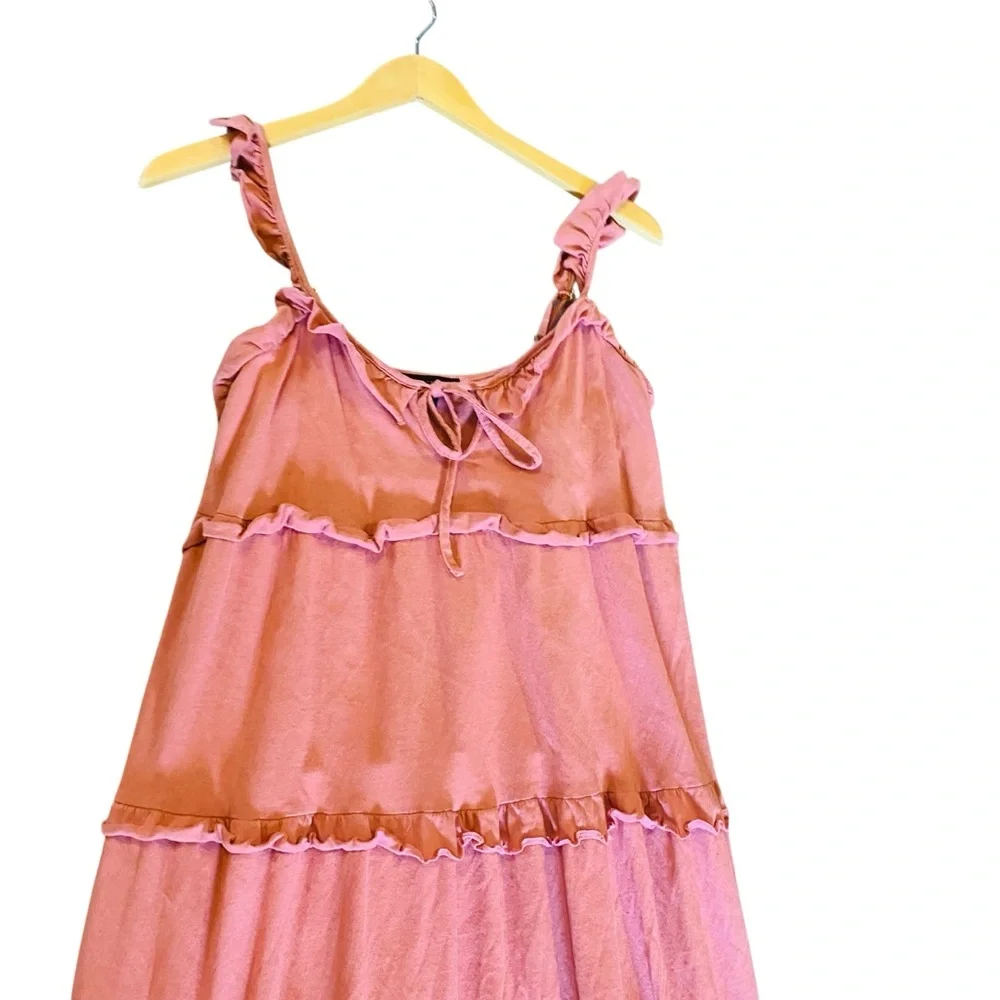 J. Crew Tiered Knit Blokette Midi Keyhole Dress Dusty Rose Cottagecore